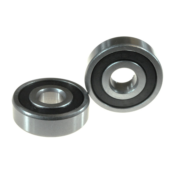 1607-RS Sealed Mobility Scooter & Power Chair Wheel Bearings (Set of 2), featuring two close-up views of the 7/16 caster bearings, essential for Invacare power chair caster wheel assemblies.