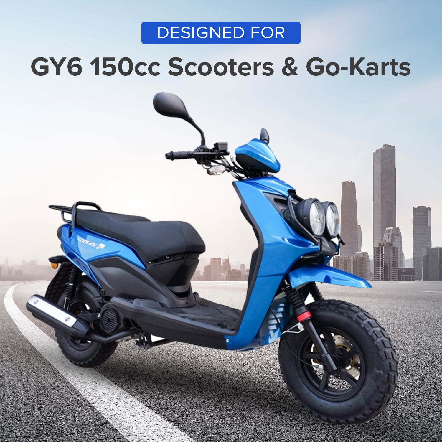 Blue Short Performance Exhaust System for GY6 150cc Scooters & Go-Karts (Missing Gasket & Minor Scratches)