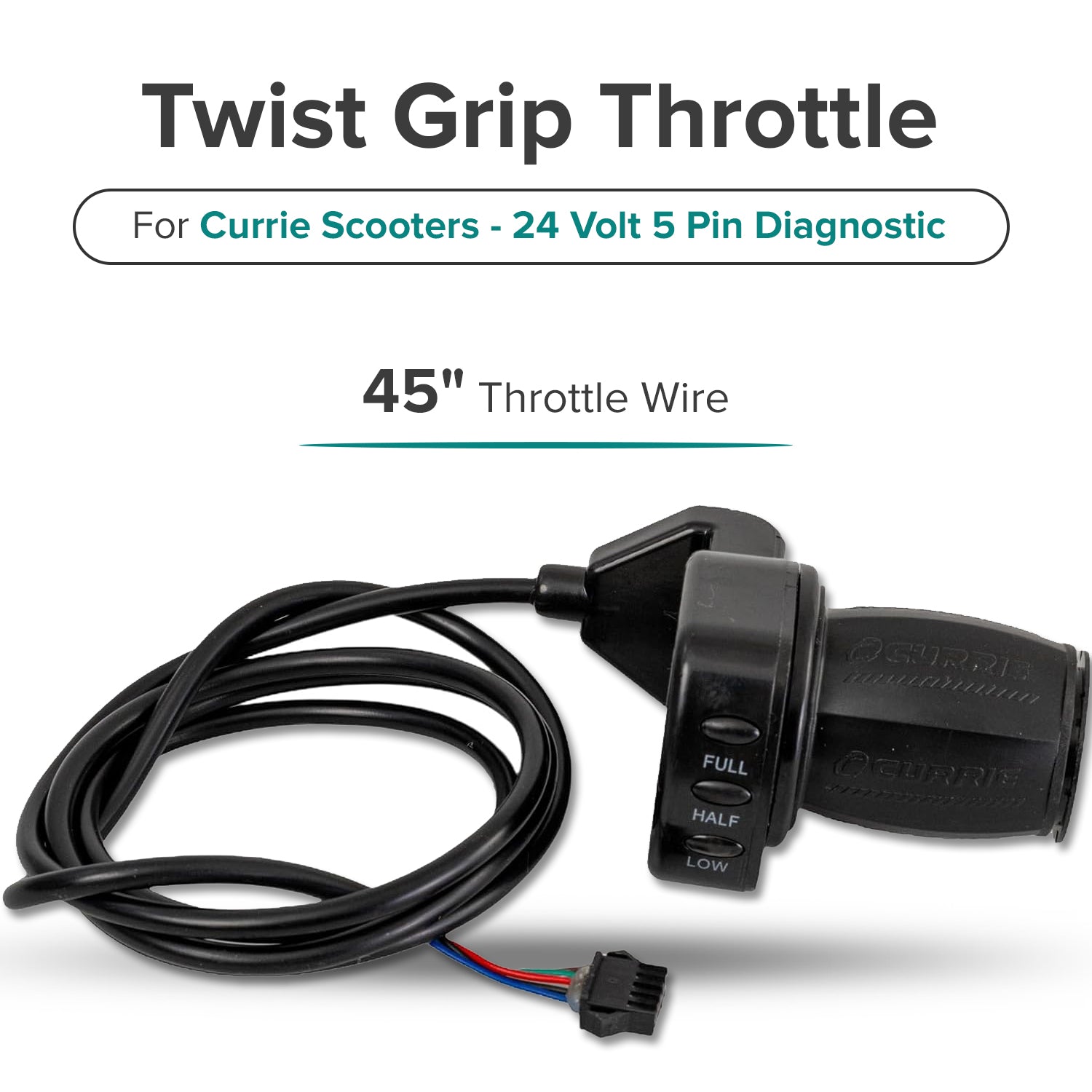 Currie 24 Volt 5 Pin Diagnostic Twist Grip Throttle for 2007 & Newer Schwinn, eZip, & IZIP Scooters