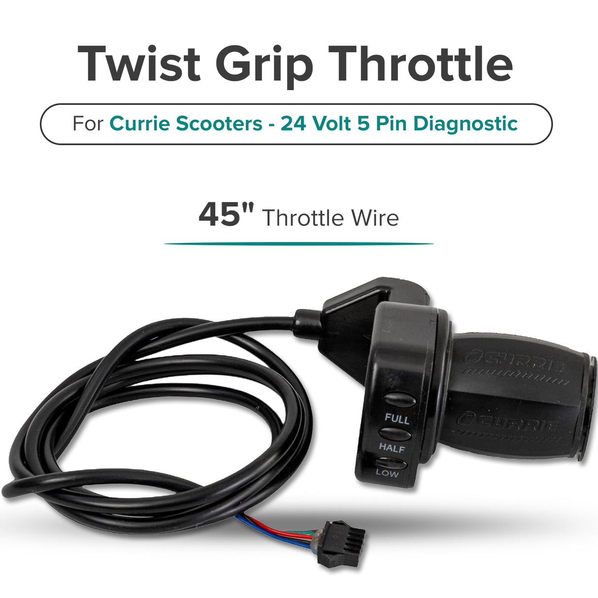 Currie 24 Volt 5 Pin Diagnostic Twist Grip Throttle for 2007 & Newer Schwinn, eZip, & IZIP Scooters