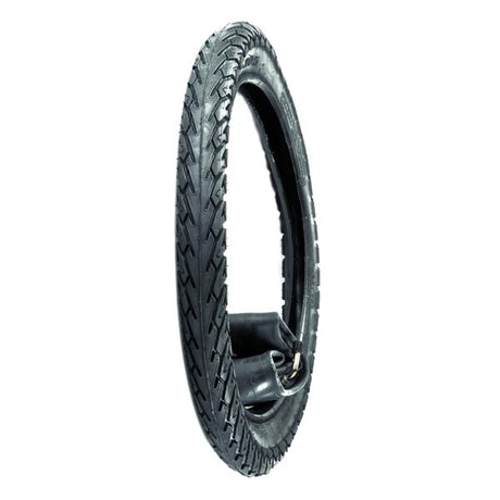 16 Tire & Tube Set for Electric Bikes, close-up of a black tire with a rubber band, designed for Golden Motor 36 Volt 500 Watt Hub Motor with 16 Rim.