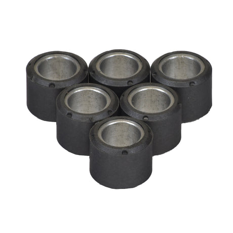 Group of black and silver 16x13 roller weights for KYMCO Agility 50 scooter, designed for fine-tuning performance.