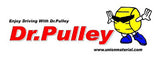 Logo with red text and a cartoon ball with arms and legs, featuring Dr Pulley's 16x13 Sliding Roller Weights for Honda and Yamaha 50cc scooters, enhancing gear ratio performance.