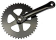 170x44 Teeth Black Alloy Single Speed Chain Sprocket featuring a close-up of the black crankset gear with a side screw, ideal for bicycles and scooters.