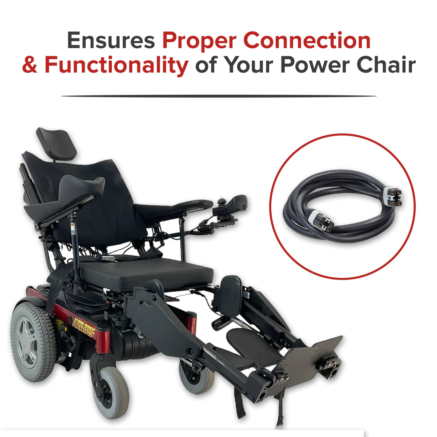 1.0 Meter Dynamic Joystick Bus Cable for Invacare Power Chairs with SPJ+ Joystick Controllers