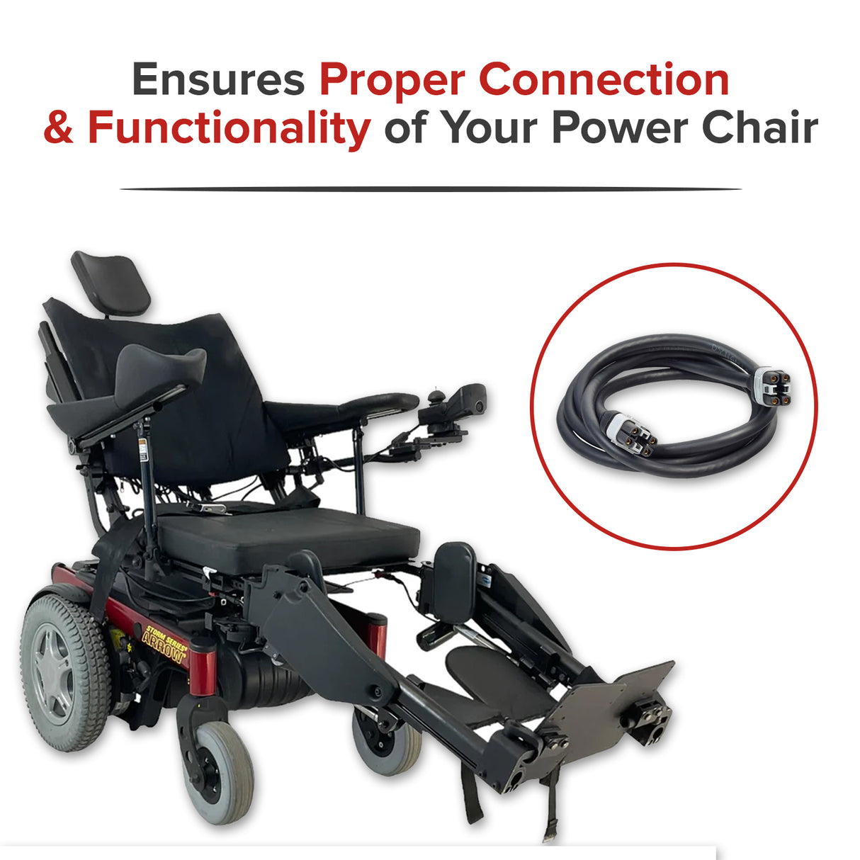 1.0 Meter Dynamic Joystick Bus Cable for Invacare Power Chairs with SPJ+ Joystick Controllers