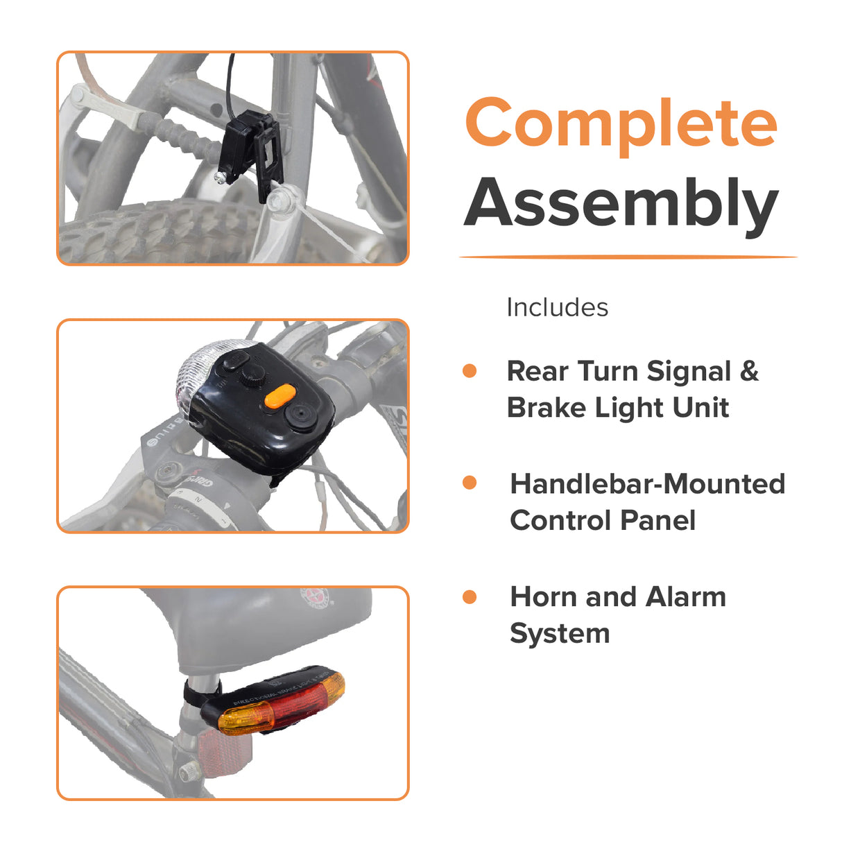 Battery Operated Brake Light & Turn Signal Taillight Assembly with Horn for Bikes & Scooters