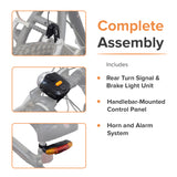 Battery Operated Brake Light & Turn Signal Taillight Assembly with Horn for Bikes & Scooters