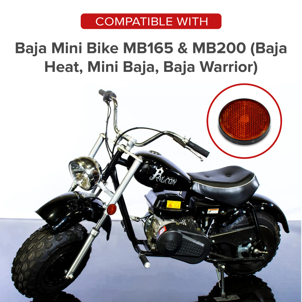 Dark Amber Front Side Reflector for the Baja Mini Bike MB165 & MB200 (Baja Heat, Mini Baja, Baja Warrior)