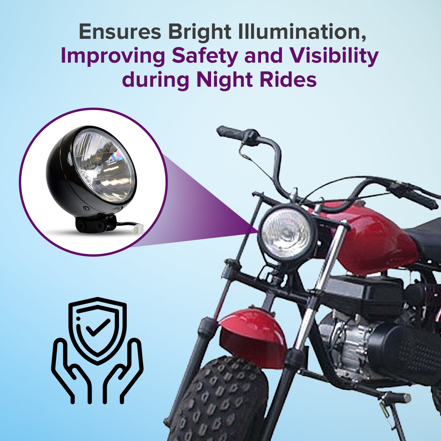 12 Volt Black Headlight Assembly for the Baja MB200 & Massimo MB200 Mini Bikes