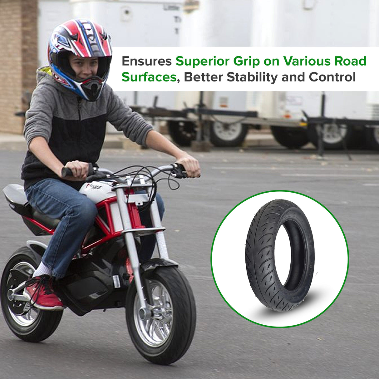 3.00-10 (100/80-10) Tire & Tube Set with KF853 Tread for the Razor RSF650