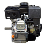 Close-up of the 196cc 6.5 Hp Engine for the Realtree RTK200 Go-Kart, showcasing the manual pull start, air filter, carburetor, fuel tank, muffler, and spark plug components.