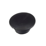 19 mm x 15 mm Black Plastic End Cap for Jazzy, Jet, & Quantum Power Chairs, featuring a round shape with a slight crack, designed to protect joystick arm ends from rain, dirt, and dust.