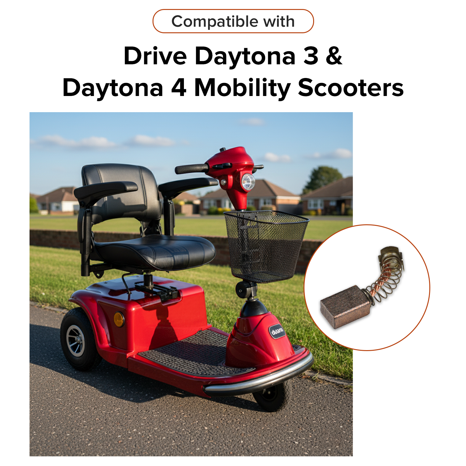 Motor Brush for the Drive Daytona 3 and Daytona 4 Mobility Scooters