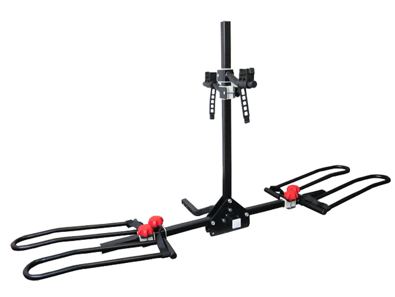 2 Hitch Car Rack with Tray Load for two bikes, featuring a sturdy design suitable for various scooters and bikes. Ideal for convenient and secure transport, enhancing your outdoor adventures.