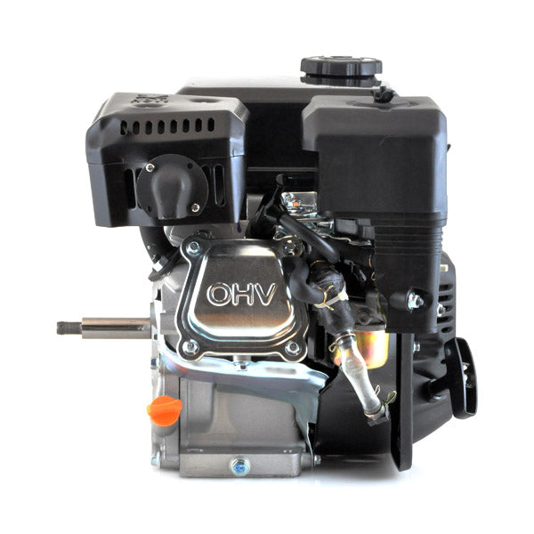 Close-up of a 200cc 6.5 Hp Mini Bike Engine for the Baja Mini Bike MB200 (Baja Heat, Mini Baja, Baja Warrior), highlighting the intricate metal cover and black box components.