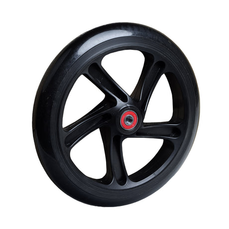 200 mm Wheel for the Fuzion CityGlide Kick Scooter, featuring a black design with a distinctive red center, ideal for a smooth ride with pre-installed 608-2RS or 608ZZ bearings.