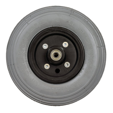 8x2 (200x50) Front Caster Wheel Assembly for the Shoprider FPC Power Chair, featuring a black rim and pre-mounted with 608Z bearings, designed for durability and easy installation.