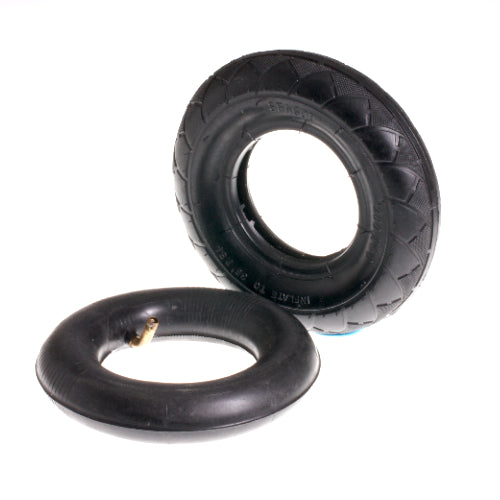 200x50 (8x2) Kick Scooter Tire & Inner Tube Set, featuring a close-up of the black tire with a visible inner tube, ideal for various scooter brands.