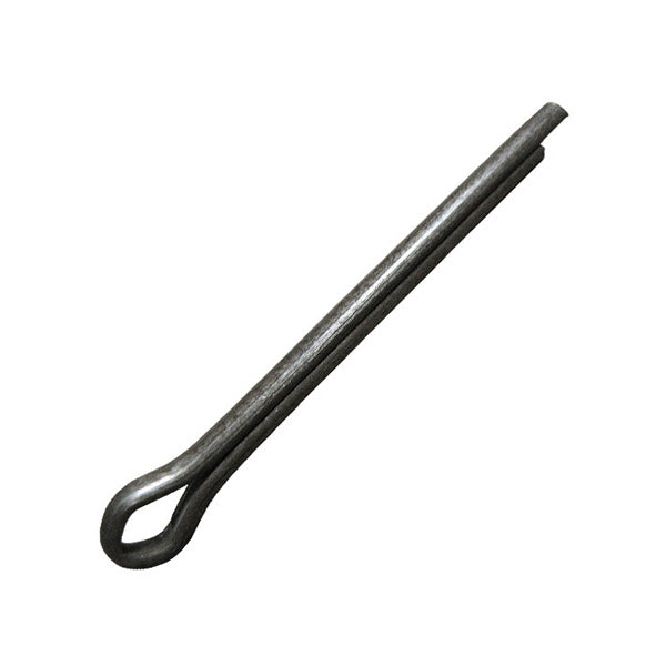 Close-up of a 1.5 mm x 20 mm Cotter Pin, highlighting its metal structure and straight pin length, designed for securing components like castle nuts or clevis.