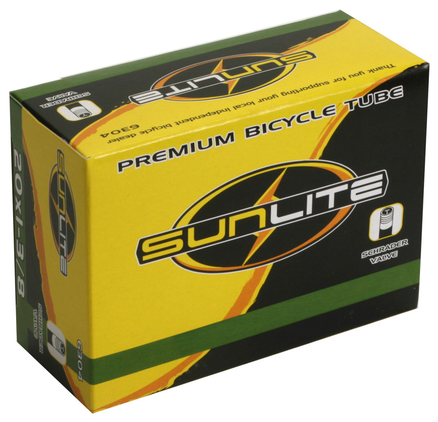 20x1.35-1.50 Bicycle Inner Tube with Straight Valve from Sunlite in branded packaging featuring a prominent logo.