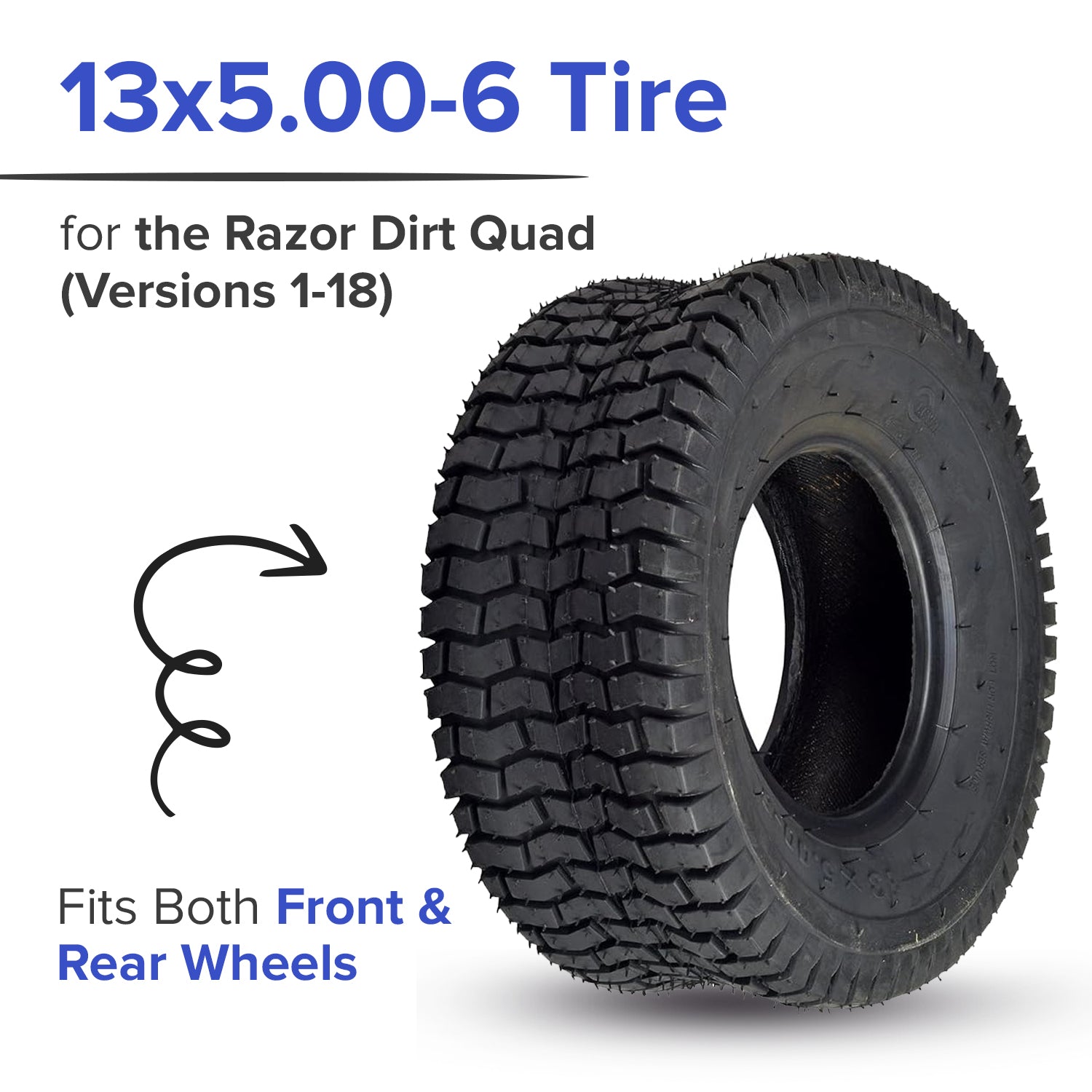 13x5.00-6 Tire with KF8893 Tread for the Razor Dirt Quad (Versions 1-18)