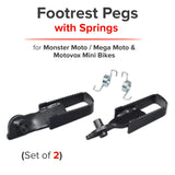 Footrest Pegs with Springs for Monster Moto / Mega Moto & Motovox Mini Bikes (Set of 2)