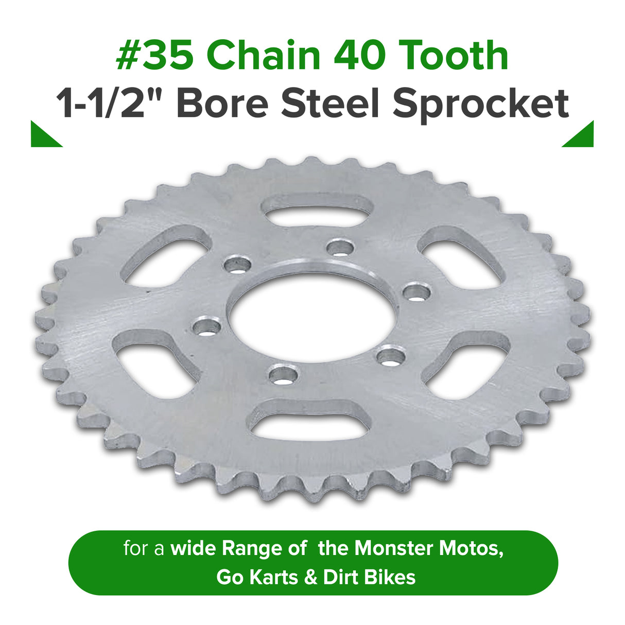 #35 Chain 40 Tooth Sprocket for the Monster Moto / Mega Moto MM-K80 80cc Go-Kart