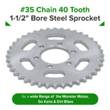 #35 Chain 40 Tooth Sprocket for the Monster Moto / Mega Moto MM-K80 80cc Go-Kart
