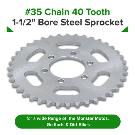 #35 Chain 40 Tooth Sprocket for the Monster Moto / Mega Moto MM-K80 80cc Go-Kart