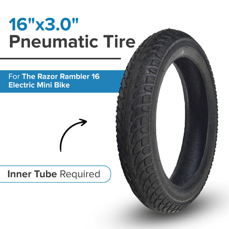 16"x3.0" Pneumatic Tire for the Razor Rambler 16 Electric Mini Bike