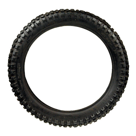 2.50-14 (1.60x14) Tire with Knobby Tread for 50cc & 70cc Baja Dirt Runner, Coolster, & Honda CRF70 Dirt Bikes, shown as a black tire with pronounced knobby tread pattern.