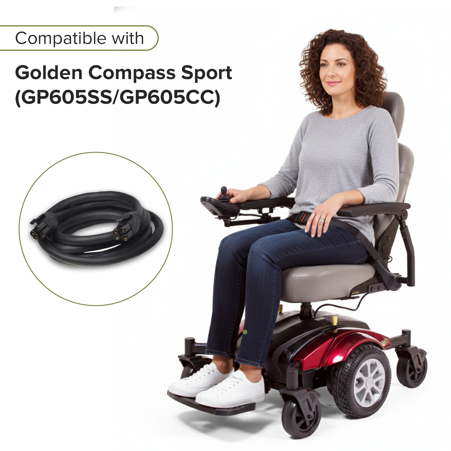 Dynamic LiNX Bus Cable for the Merits Vision Super (P327/P327-2), Vision Sport (P326A) & Vision CF (P322A) Power Chairs