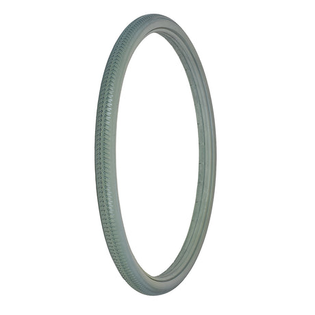 22x1-3/8 (37-489) Solid Urethane Wheelchair Tire with C63 Street Tread, shown as a grey tire designed for hard paved surfaces, ensuring flat-free, worry-free dependability.