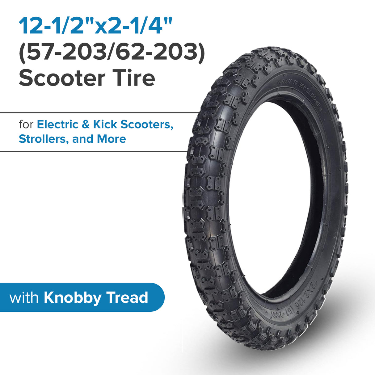 12"x2.125" (57-203) Kick Scooter Tire with TL603 Knobby Tread