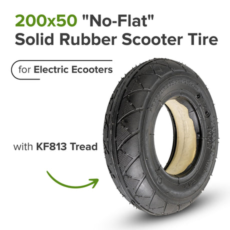 200x50 "No-Flat" Flat Free Solid Rubber Scooter Tire with KF813 Tread