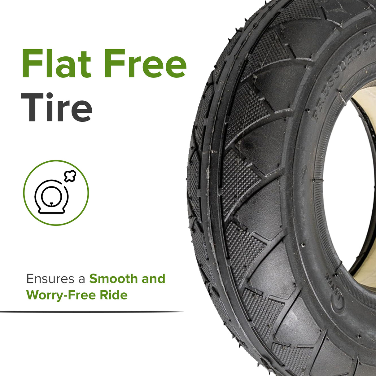 200x50 "No-Flat" Flat Free Solid Rubber Scooter Tire with KF813 Tread