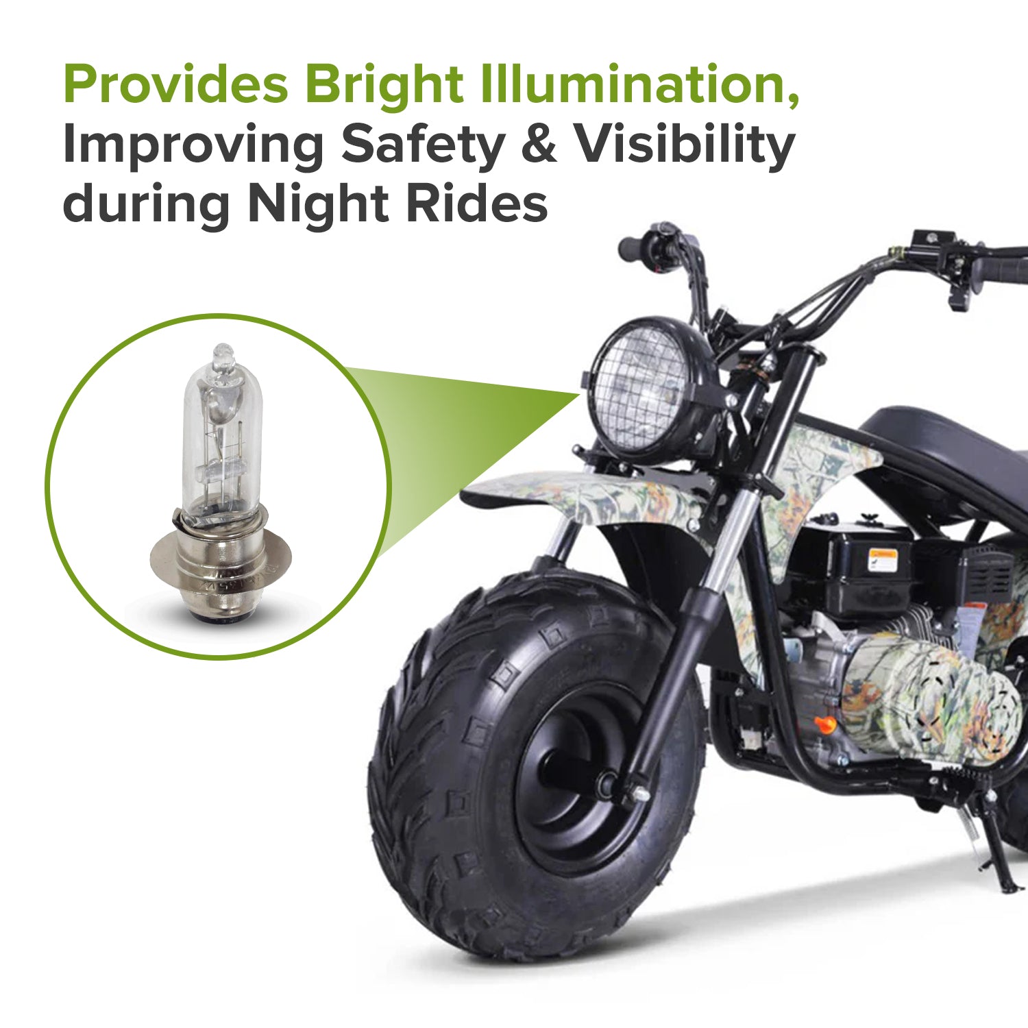 12 Volt 35 Watt Headlight Bulb with Rim for Scooters