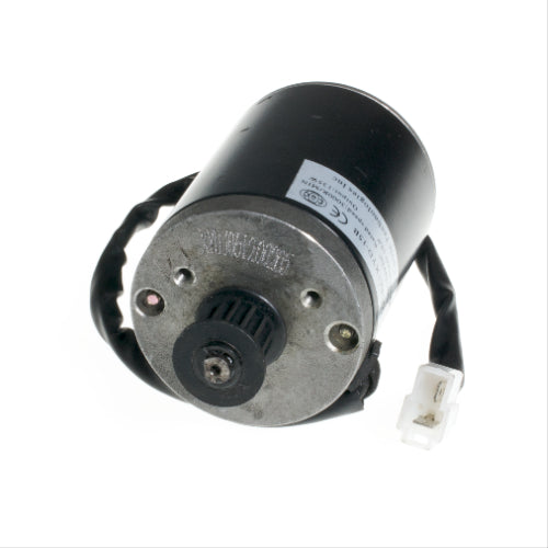 24 Volt 135 Watt XYD-15B Electric Motor with 5M Belt Sprocket for 150 Series Scooters, showing a small cylindrical motor with attached wire and black cap, suitable for Currie Technologies belt-driven scooters.