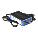 24 Volt 3.0 Amp Portable XLR Battery Charger, featuring a close-up of the charger with a 4' cable, 3-pin XLR connector, and LED indicators, designed for mobility scooters and power chairs.