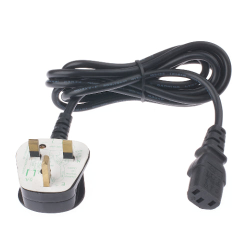 24 Volt 5.0 Amp Battery Charger Power Cord for United Kingdom Outlets, featuring a close-up of the plug and black power cord designed for standard A/C outlets.