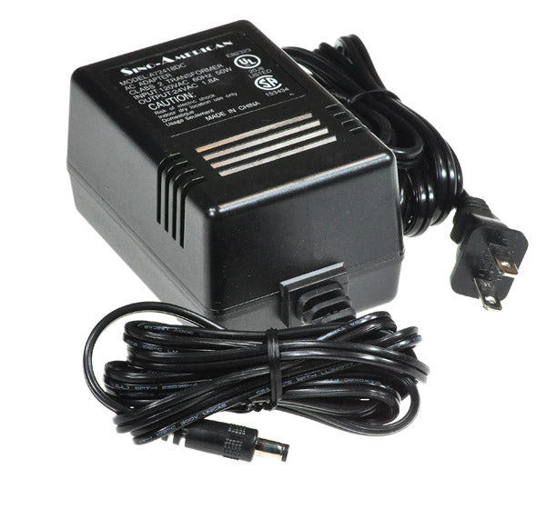 24 Volt 1.8 Amp 2.55mm ID Coaxial Battery Charger (Standard) featuring a black power supply and attached cord, suitable for high-quality electric recreational and portable mobility scooters.