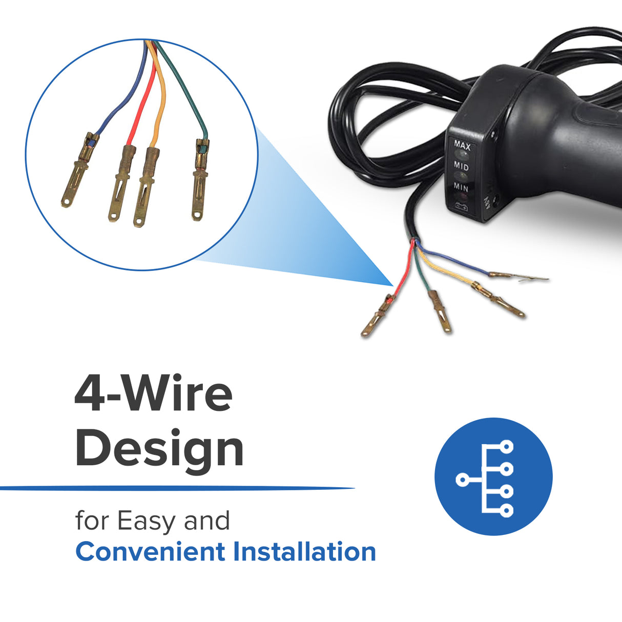 48 Volt 4 Wire Hand Throttle with LED Battery Level Meter