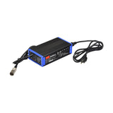 24 Volt 4.0 Amp XLR 4C24040 AGM/Gel Mobility Battery Charger with power cord, plug, and wires, designed for scooters and wheelchairs, featuring LED indicators for charging stages.