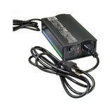 24 Volt 5.0 Amp HP8204B Battery Charger for Merits Mobility Scooters & Power Chairs, shown with a close-up of the power supply unit and attached cord, highlighting its design and components.