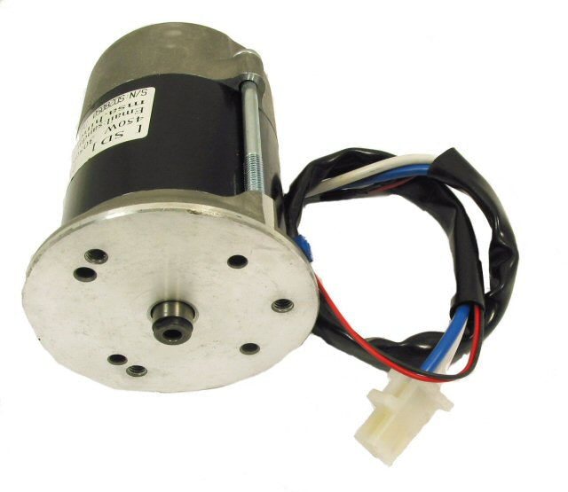 24 Volt 450 Watt Motor for Bladez & Tanaka Electric Scooters, showing a compact electric motor with attached wires, suitable for both clockwise and counterclockwise rotation by reversing power connections.