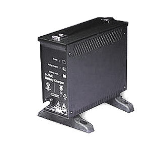 24 Volt 8 Amp AGM/GEL Square Connector 4C24080A Battery Charger for Quickie Power Chairs, featuring a black power supply unit with white text and a square 7 pin connector suitable for lead-acid batteries.