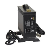 24 Volt 8.0 Amp XLR 24BC8000T-4 Battery Charger for Invacare Power Chairs, a black electronic device with a cord and LED display, used for charging mobility scooter batteries.