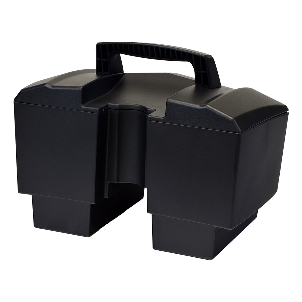 24 Volt High Capacity Battery Box Assembly for the Drive Spitfire Scout & Spitfire Scout DLX, featuring a durable black plastic container with a handle, designed for enhanced battery capacity and longer rides.