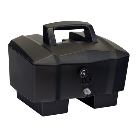 High Capacity (18 Ah - 22 Ah) Battery Box Assembly for the Drive Scout DST 3 & Scout DST 4, featuring a black box with a handle, shown in close-up.